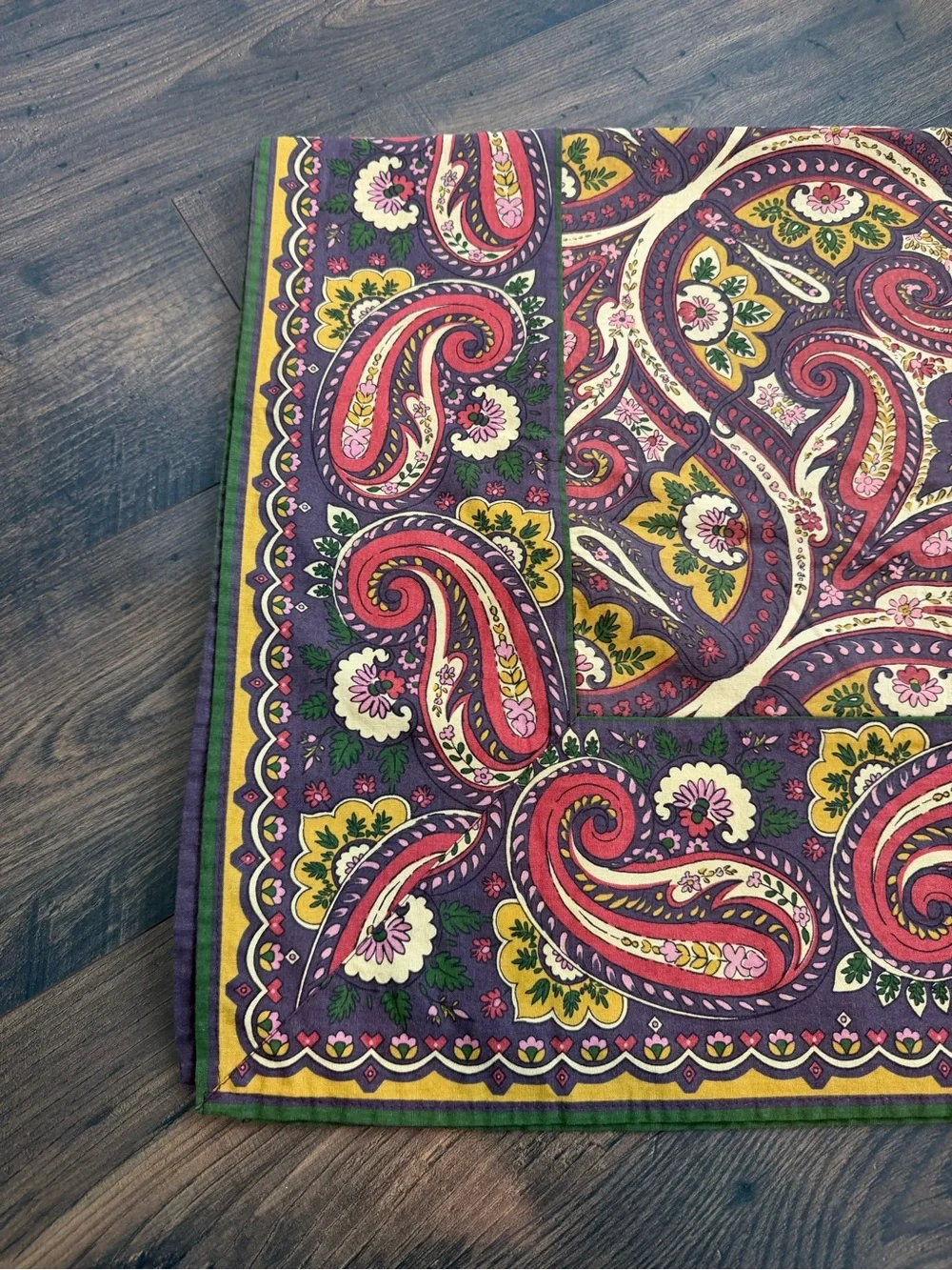 April Cornell Paisley Autumn Purple Red Gold Green Rectangle Cotton Tablecloth